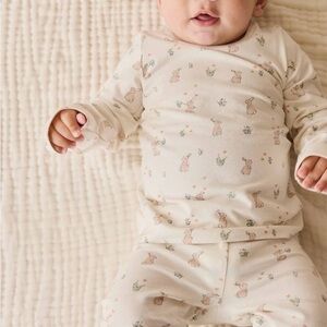 Jamie Kay Cream Easter Bunny Print Kids Pajama Set-NWT!